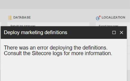 Solving errors when deploying marketing definitions